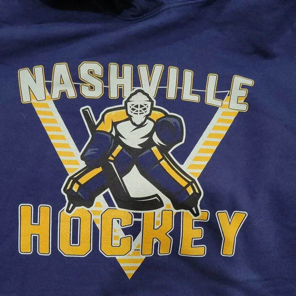 Nashville Predators Sweater Men's Large Navy Blue Gold Pullover Hoodie New
